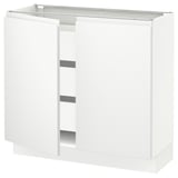 SEKTION / MAXIMERA Base cabinet w 2 doors/3 drawers, white/Voxtorp matte white, 36x15x30 "