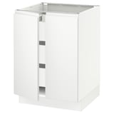 SEKTION / MAXIMERA Base cabinet w 2 doors/3 drawers, white/Voxtorp matte white, 24x24x30 "