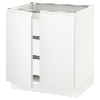 SEKTION / MAXIMERA Base cabinet w 2 doors/3 drawers, white/Voxtorp matte white, 30x24x30 "
