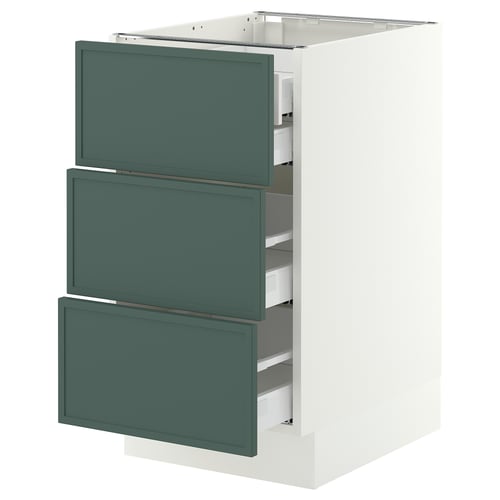 SEKTION / MAXIMERA Base cabinet w 3 fronts/4 drawers, white/Aspudden dark gray-green, 18x24x30 "