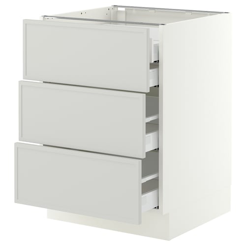 SEKTION / MAXIMERA Base cabinet w 3 fronts/4 drawers, white/Aspudden light gray, 24x24x30 "