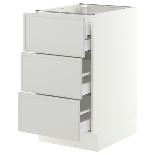SEKTION / MAXIMERA Base cabinet w 3 fronts/4 drawers, white/Aspudden light gray, 18x24x30 "