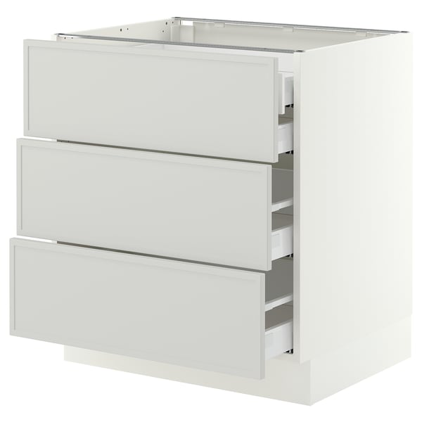 SEKTION / MAXIMERA Base cabinet w 3 fronts/4 drawers, white/Aspudden light gray, 30x24x30 "