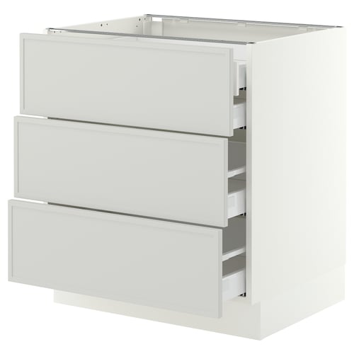 SEKTION / MAXIMERA Base cabinet w 3 fronts/4 drawers, white/Aspudden light gray, 30x24x30 "