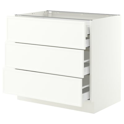 SEKTION / MAXIMERA Base cabinet w 3 fronts/4 drawers, white/Aspudden matte white, 36x24x30 "
