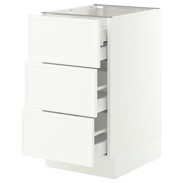 SEKTION / MAXIMERA Base cabinet w 3 fronts/4 drawers, white/Aspudden matte white, 18x24x30 "