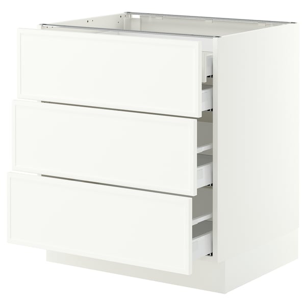 SEKTION / MAXIMERA Base cabinet w 3 fronts/4 drawers, white/Aspudden matte white, 30x24x30 "