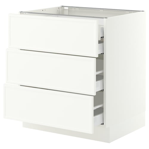 SEKTION / MAXIMERA Base cabinet w 3 fronts/4 drawers, white/Aspudden matte white, 30x24x30 "