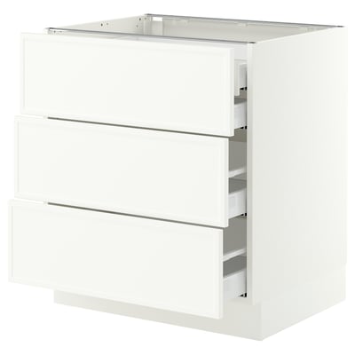 SEKTION / MAXIMERA Base cabinet w 3 fronts/4 drawers, white/Aspudden matte white, 30x24x30 "