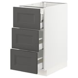 SEKTION / MAXIMERA Base cabinet w/3 fronts & 4 drawers, white/Axstad dark gray, 15x24x30 "