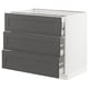 SEKTION / MAXIMERA Base cabinet w/3 fronts & 4 drawers, white/Axstad dark gray, 36x24x30 "