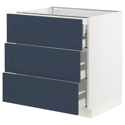 SEKTION / MAXIMERA Base cabinet w 3 fronts/4 drawers, white Axstad/matte blue, 30x24x30 "