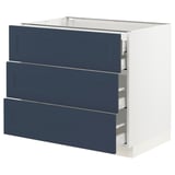 SEKTION / MAXIMERA Base cabinet w 3 fronts/4 drawers, white Axstad/matte blue, 36x24x30 "