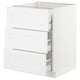 White SEKTION kitchen cabinet with three drawers, smooth runner, metal top.