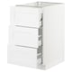 White SEKTION kitchen cabinet with 3 drawers, sleek modern design.