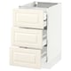 White SEKTION kitchen cabinet with three open drawers, off-white, smooth edges, modern traditional design.