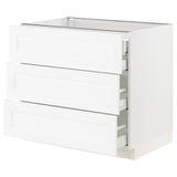 SEKTION / MAXIMERA Base cabinet w 3 fronts/4 drawers, white Enköping/white wood effect, 36x24x30 "