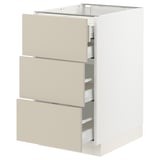 SEKTION / MAXIMERA Base cabinet w 3 fronts/4 drawers, white/Havstorp beige, 18x24x30 "