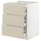 SEKTION / MAXIMERA Base cabinet w 3 fronts/4 drawers, white/Havstorp beige, 24x24x30 "