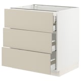 SEKTION / MAXIMERA Base cabinet w 3 fronts/4 drawers, white/Havstorp beige, 30x24x30 "