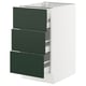 SEKTION / MAXIMERA Base cabinet w 3 fronts/4 drawers, white/Havstorp deep green, 18x24x30 "