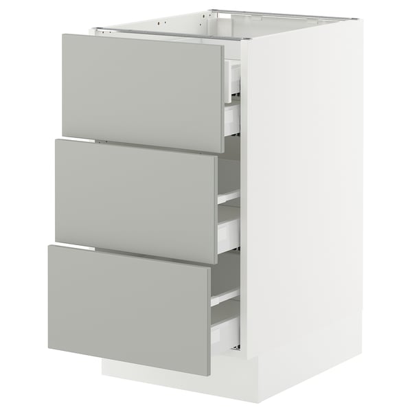 SEKTION / MAXIMERA Base cabinet w 3 fronts/4 drawers, white/Havstorp light gray, 18x24x30 "