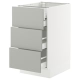 SEKTION / MAXIMERA Base cabinet w 3 fronts/4 drawers, white/Havstorp light gray, 18x24x30 "