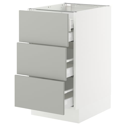 SEKTION modern kitchen cabinet, white, three drawers.