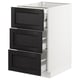 SEKTION kitchen unit: white base, 3 black drawers, bevelled edges, ash wood.