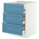 SEKTION / MAXIMERA Base cabinet w 3 fronts/4 drawers, white/Lerhyttan blue, 24x24x30 "