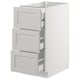 SEKTION kitchen cabinet - light grey, three drawers, white frame, rectangular shape.