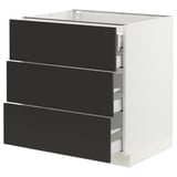 SEKTION / MAXIMERA Base cabinet w 3 fronts/4 drawers, white/Nickebo matte anthracite, 30x24x30 "