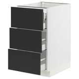 SEKTION / MAXIMERA Base cabinet w 3 fronts/4 drawers, white/Nickebo matte anthracite, 18x24x30 "