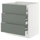 SEKTION / MAXIMERA Base cabinet w 3 fronts/4 drawers, white/Nickebo matte grey-green, 30x24x30 "