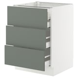 SEKTION / MAXIMERA Base cabinet w 3 fronts/4 drawers, white/Nickebo matte grey-green, 24x24x30 "