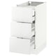 White SEKTION kitchen cabinet with three glossy drawers, modern design.