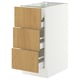SEKTION / MAXIMERA Base cabinet w 3 fronts/4 drawers, white/Sinarp oak veneer, 15x24x30 "