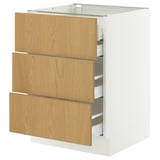 SEKTION / MAXIMERA Base cabinet w 3 fronts/4 drawers, white/Sinarp oak veneer, 24x24x30 "
