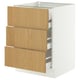 SEKTION / MAXIMERA Base cabinet w 3 fronts/4 drawers, white/Sinarp oak veneer, 24x24x30 "