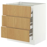 SEKTION / MAXIMERA Base cabinet w 3 fronts/4 drawers, white/Sinarp oak veneer, 30x24x30 "