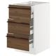 SEKTION / MAXIMERA Base cabinet w 3 fronts/4 drawers, white/Stensta dark brown ash veneer, 18x24x30 "