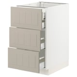 SEKTION / MAXIMERA Base cabinet w 3 fronts/4 drawers, white/Stensund beige, 18x24x30 "