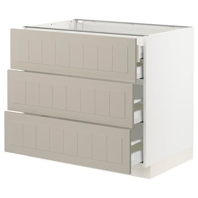 SEKTION / MAXIMERA Base cabinet w 3 fronts/4 drawers, white/Stensund beige, 36x24x30 "