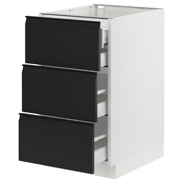 SEKTION / MAXIMERA Base cabinet w 3 fronts/4 drawers, white/Upplöv matte anthracite, 18x24x30 "