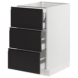 SEKTION / MAXIMERA Base cabinet w 3 fronts/4 drawers, white/Upplöv matte anthracite, 18x24x30 "