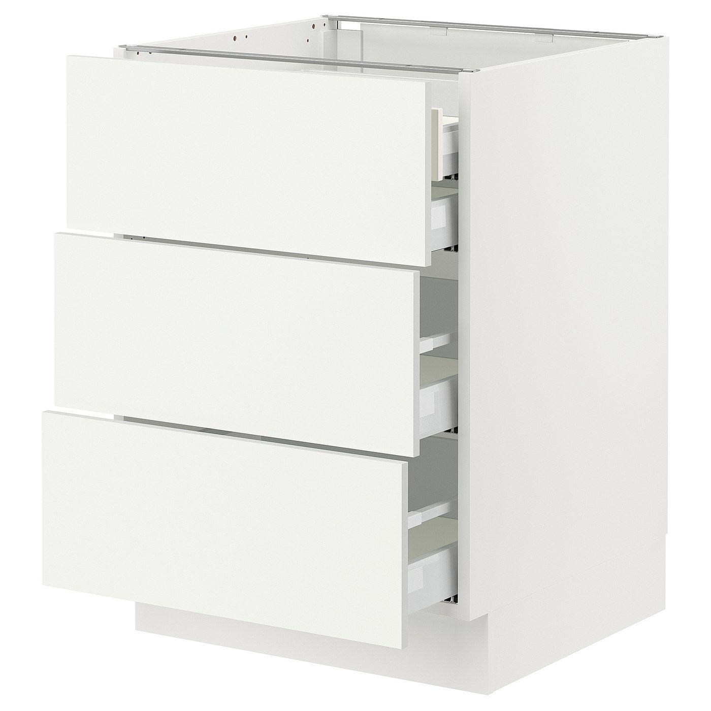 SEKTION / MAXIMERA base cabinet w 3 fronts/4 drawers, white