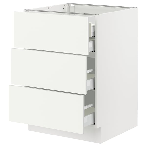 SEKTION / MAXIMERA Base cabinet w 3 fronts/4 drawers, white/Vallstena white, 24x24x30 "