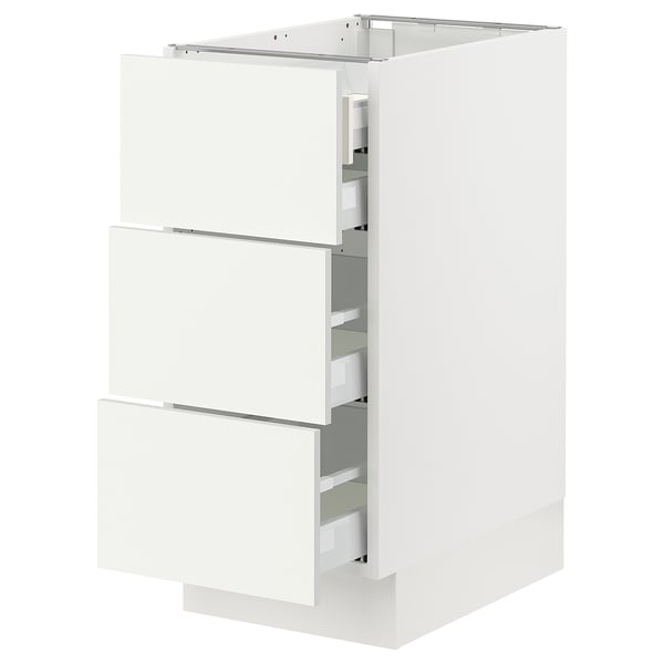 SEKTION / MAXIMERA Base cabinet w 3 fronts/4 drawers, white/Vallstena white, 15x24x30 "