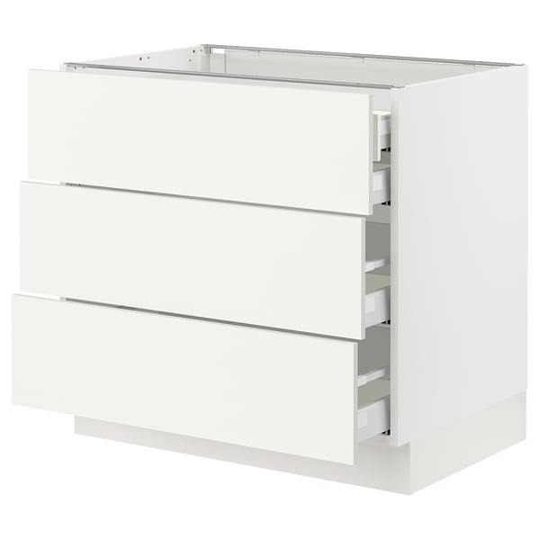 SEKTION / MAXIMERA Base cabinet w 3 fronts/4 drawers, white/Vallstena white, 36x24x30 "