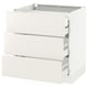SEKTION white kitchen cabinet with three drawers.